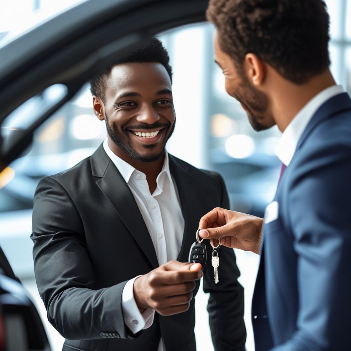 Buyer receiving car keys
